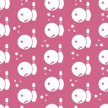 Seamless pattern with bowling pins and bowls. Stockillustratie