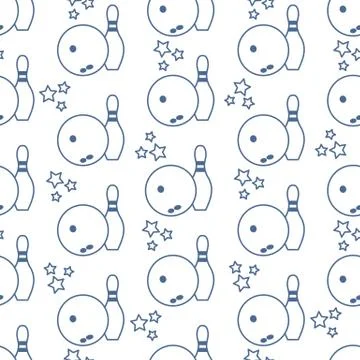 Seamless pattern with bowling pins and bowls. Stock Illustration