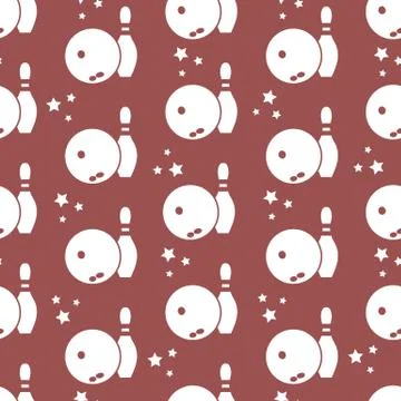 Seamless pattern with bowling pins and bowls. Stockillustratie