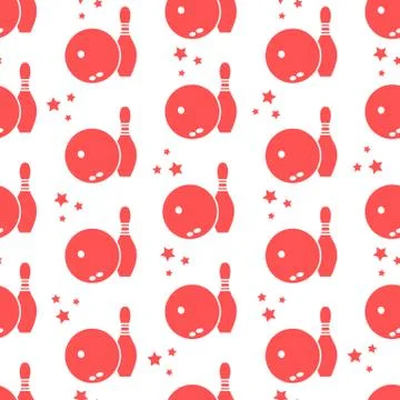 Seamless pattern with bowling pins and bowls. Illustrazione stock