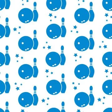 Seamless pattern with bowling pins and bowls. Stock Illustration