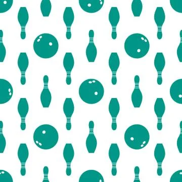 Seamless pattern with bowling pins and bowls. Stock Illustration