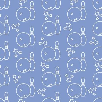 Seamless pattern with bowling pins and bowls. Stock Illustration