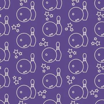 Seamless pattern with bowling pins and bowls. Stockillustratie