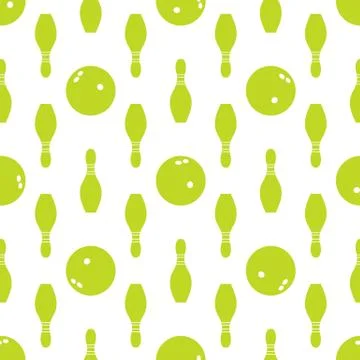 Seamless pattern with bowling pins and bowls. Stock Illustration