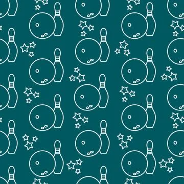 Seamless pattern with bowling pins and bowls. Stock Illustration