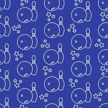 Seamless pattern with bowling pins and bowls. Stock Illustration