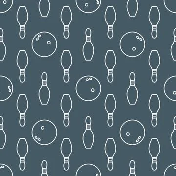 Seamless pattern with bowling pins and bowls. イラスト素材