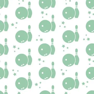 Seamless pattern with bowling pins and bowls. Stock Illustration