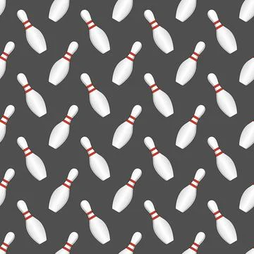 Seamless pattern with bowling pins and bowls. Stock Illustration