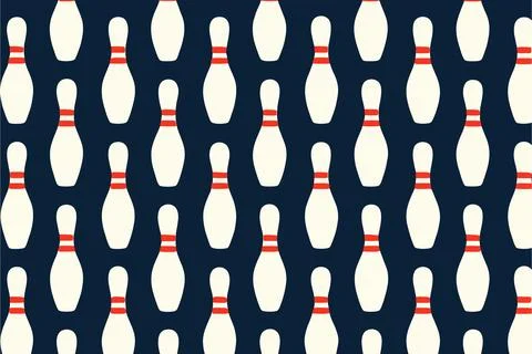 Seamless Pattern of Bowling Pins on Dark Blue Background Иллюстрация