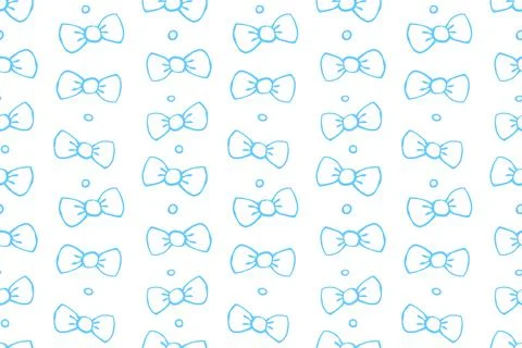 Seamless pattern with bows, asymmetric random polka dots, bubbles or buttons. Stock Illustration