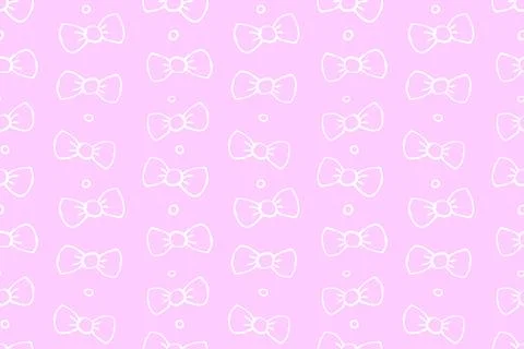 Seamless pattern with bows, asymmetric random polka dots, bubbles or buttons. Stock Illustration
