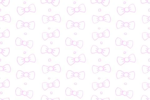 Seamless pattern with bows, asymmetric random polka dots, bubbles or buttons. Stock Illustration