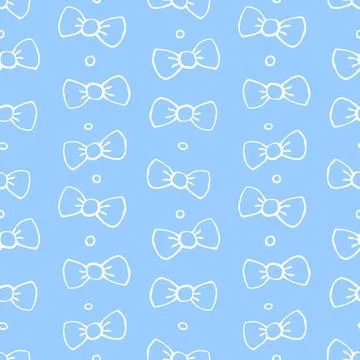 Seamless pattern with bows, asymmetric random polka dots, bubbles or button.. Stock Illustration