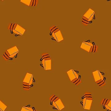 Seamless pattern box food delivery bag cartoon vector Stock Illustration
