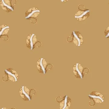 Seamless pattern box picnic basket cartoon vector Illustrazione stock