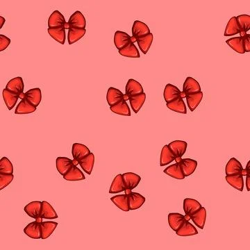 Seamless pattern box red bow cartoon vector Stock Illustration