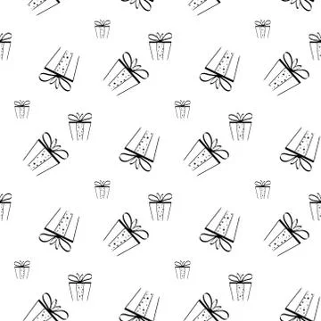 Seamless pattern from boxes with gifts and bows. Background in vector. eps10 Stock Illustration