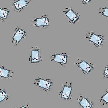 Seamless pattern boy phone character cartoon vector 库存插图