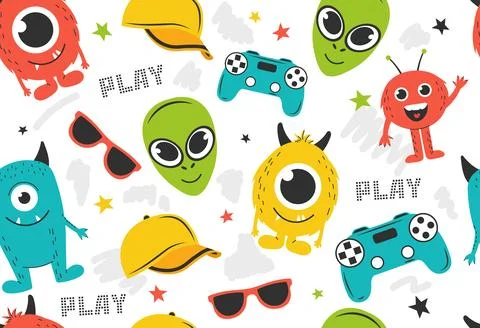 Seamless pattern for boys Stock Illustration