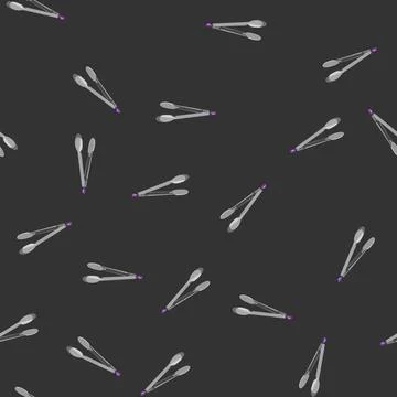 Seamless pattern braai tongs hand cartoon vector Stock Illustration