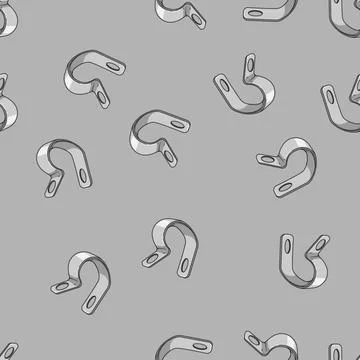 Seamless pattern bracket pipe clamp cartoon vector Stock Illustration