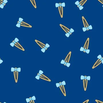 Seamless pattern braid hair clip cartoon vector Stock Illustration
