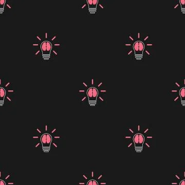 Seamless pattern with brain in lightbulb. Creative idea template. Vector. Illustrazione stock