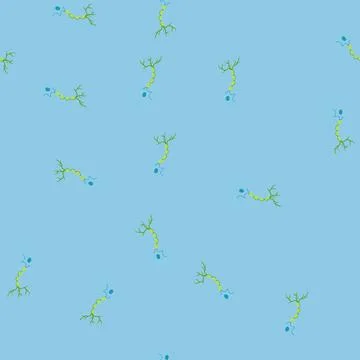 Seamless pattern brain neurons cartoon vector Stockillustratie