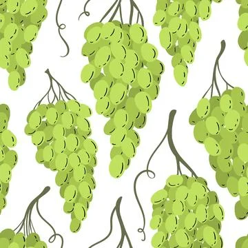 Seamless pattern with branch green grapes. Stock Illustration