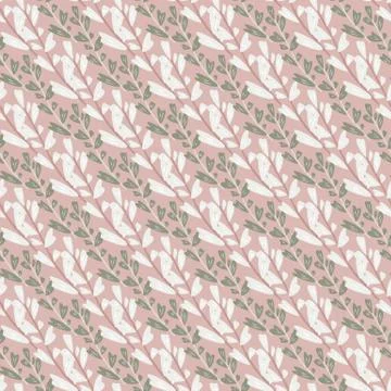 Seamless pattern with branch leaves. Geometric botanical leaf wallpaper. Stock Illustration