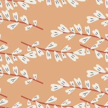 Seamless pattern with branch leaves. Simple botanical leaf wallpaper. Illustrazione stock