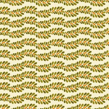 Seamless pattern branch leaves.Nature background horizontal strip plant Stock Illustration