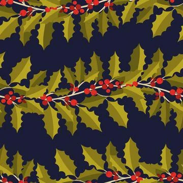 Seamless pattern branch leaves.Nature background horizontal strip plant Stock Illustration