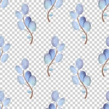 Seamless pattern with a branch of winter leaves. Watercolor illustration. Stock Illustration