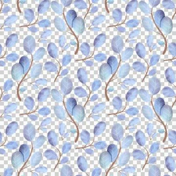 Seamless pattern with a branch of winter leaves in a watercolor style. Stock Illustration