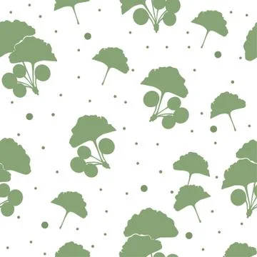 Seamless pattern branches and leaves of ginkgo biloba Stock Illustration