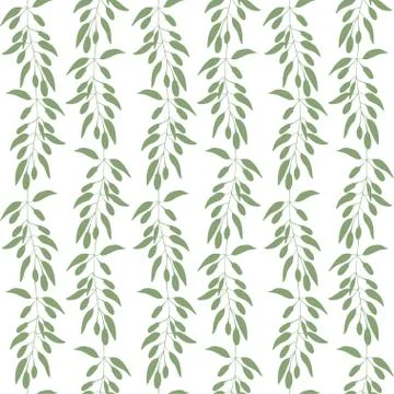 Seamless pattern branches and leaves of Goji berries . Floral background. Green Stock Illustration