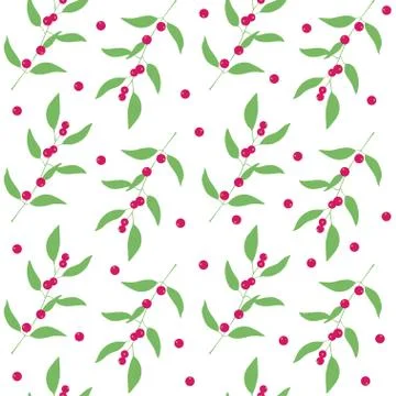 Seamless pattern branches and leaves of camu camu  berries . Floral background Stock Illustration