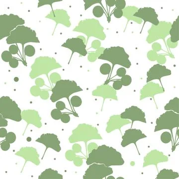 Seamless pattern branches and leaves of ginkgo biloba Stock Illustration