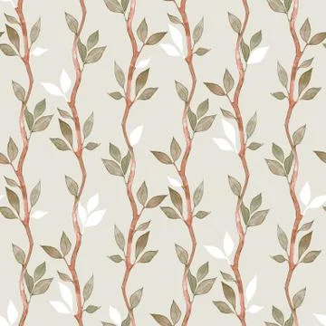 Seamless pattern with branches and leaves 3 Stock-Illustration