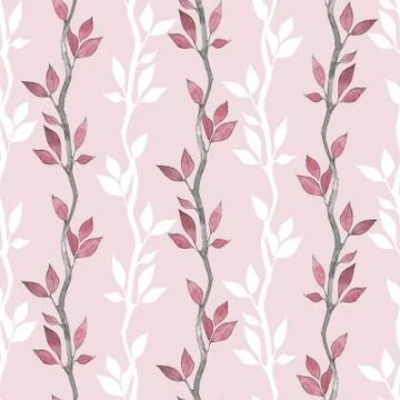 Seamless pattern with branches and leaves 7 Illustrazione stock