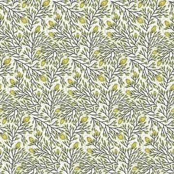 Seamless pattern with branches and yellow flowers Stock Illustration