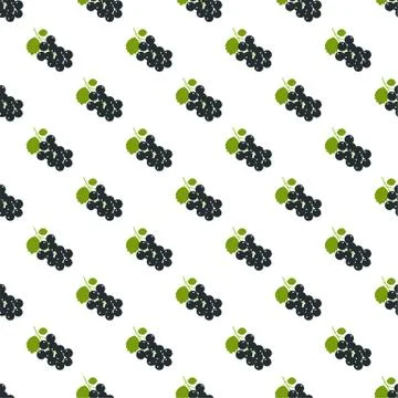 Seamless pattern. Branches with black berries on white background. Stock Illustration