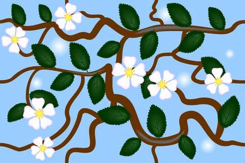 Seamless pattern branches of a blossoming apple tree Stock Illustration