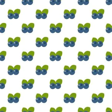 Seamless pattern. Branches with blueberries on white background. Stock Illustration