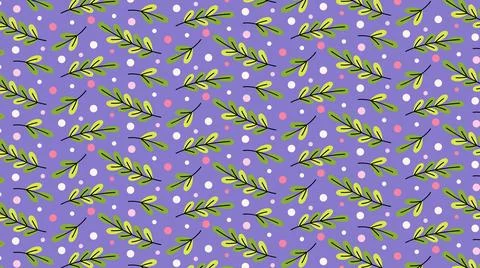 Seamless pattern with branches of green plants, bushes and trees. Stock Illustration
