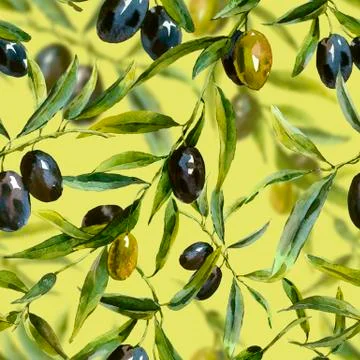 Seamless pattern with branches of the olive tree Stock Illustration