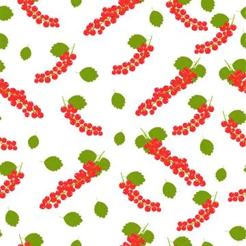 Seamless pattern. Branches with red berries on white background. Stock Illustration